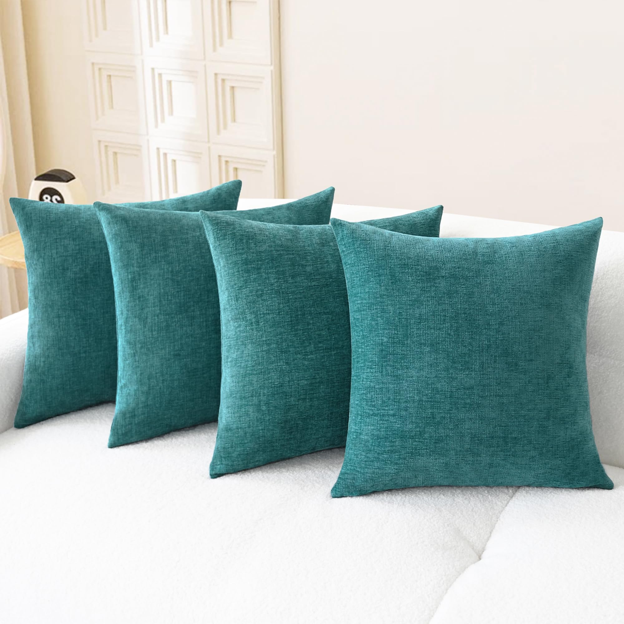 CaliTime Throw Pillow Covers Decorative 20 X 26 Inches Pack of 2 Cozy Chenille Standard Pillow Shams Cases for Couch Sofa Bed Living Room Home Living Coral