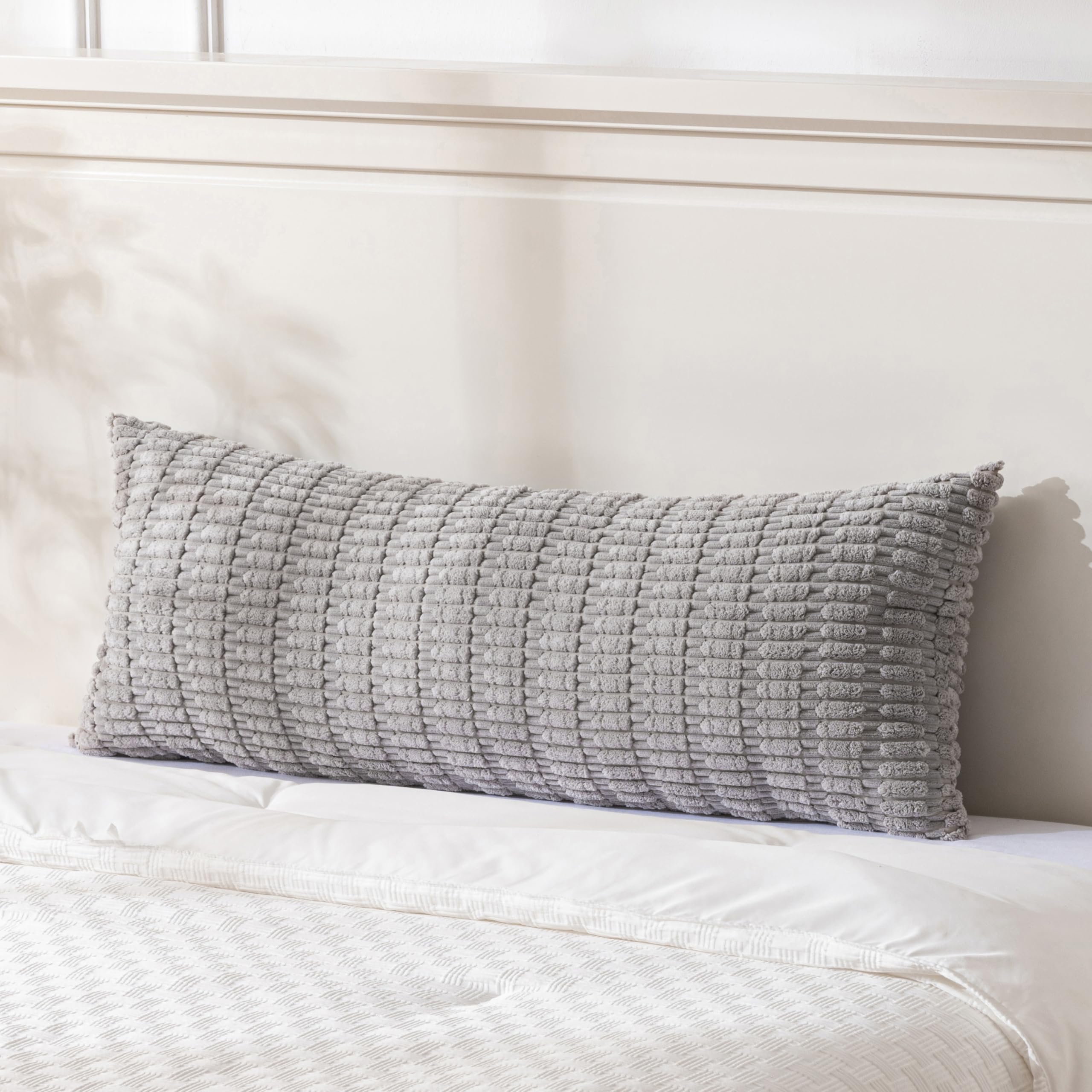 Fancy Homi Decorative Throw Pillow Covers for Bed Couch Bedroom Bench, Soft Corduroy Solid Pillow Case, Rustic Farmhouse Boho Room Decor,54" x 20" (Pack of 1),Coral
