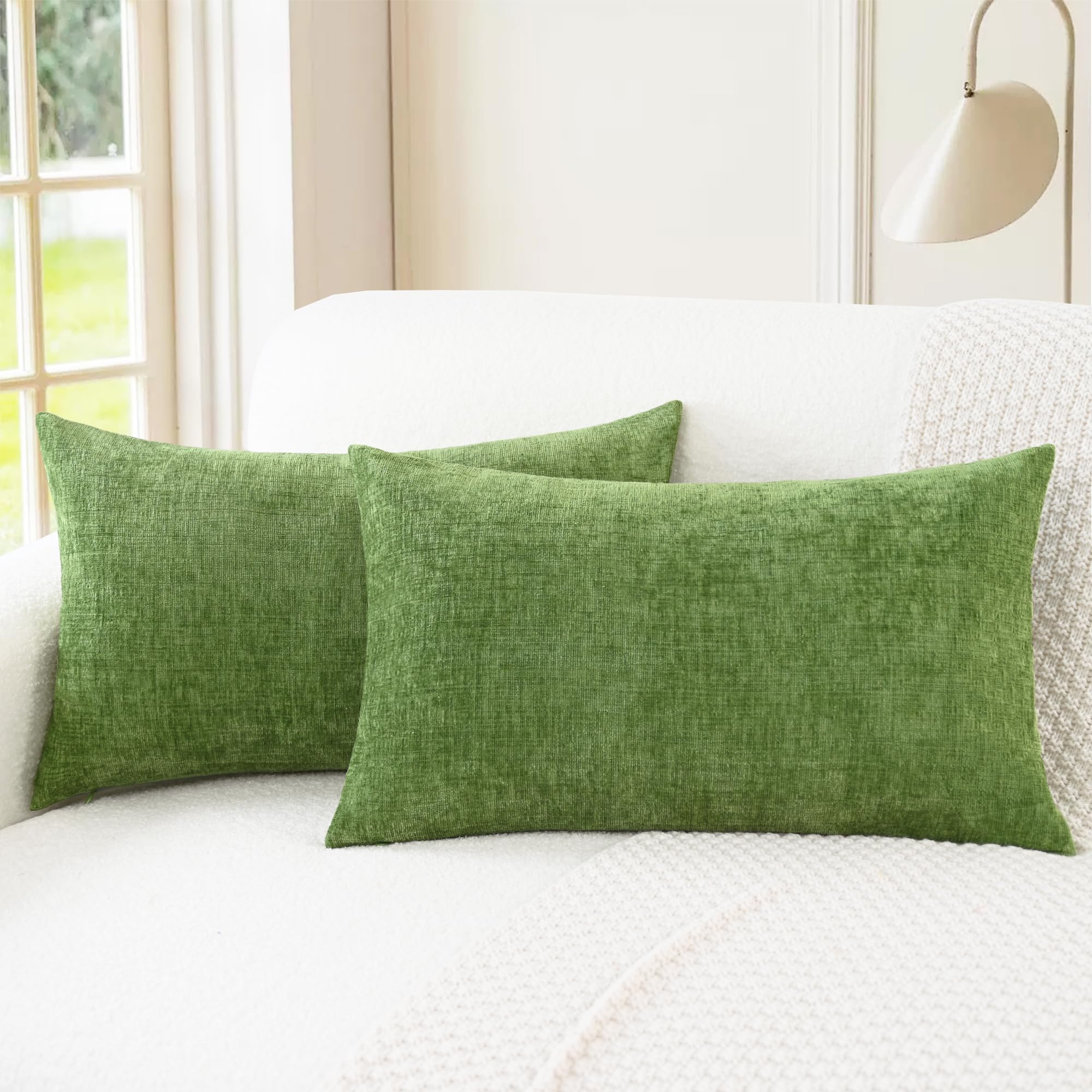 CaliTime Throw Pillow Covers Decorative 20 X 26 Inches Pack of 2 Cozy Chenille Standard Pillow Shams Cases for Couch Sofa Bed Living Room Home Living Coral