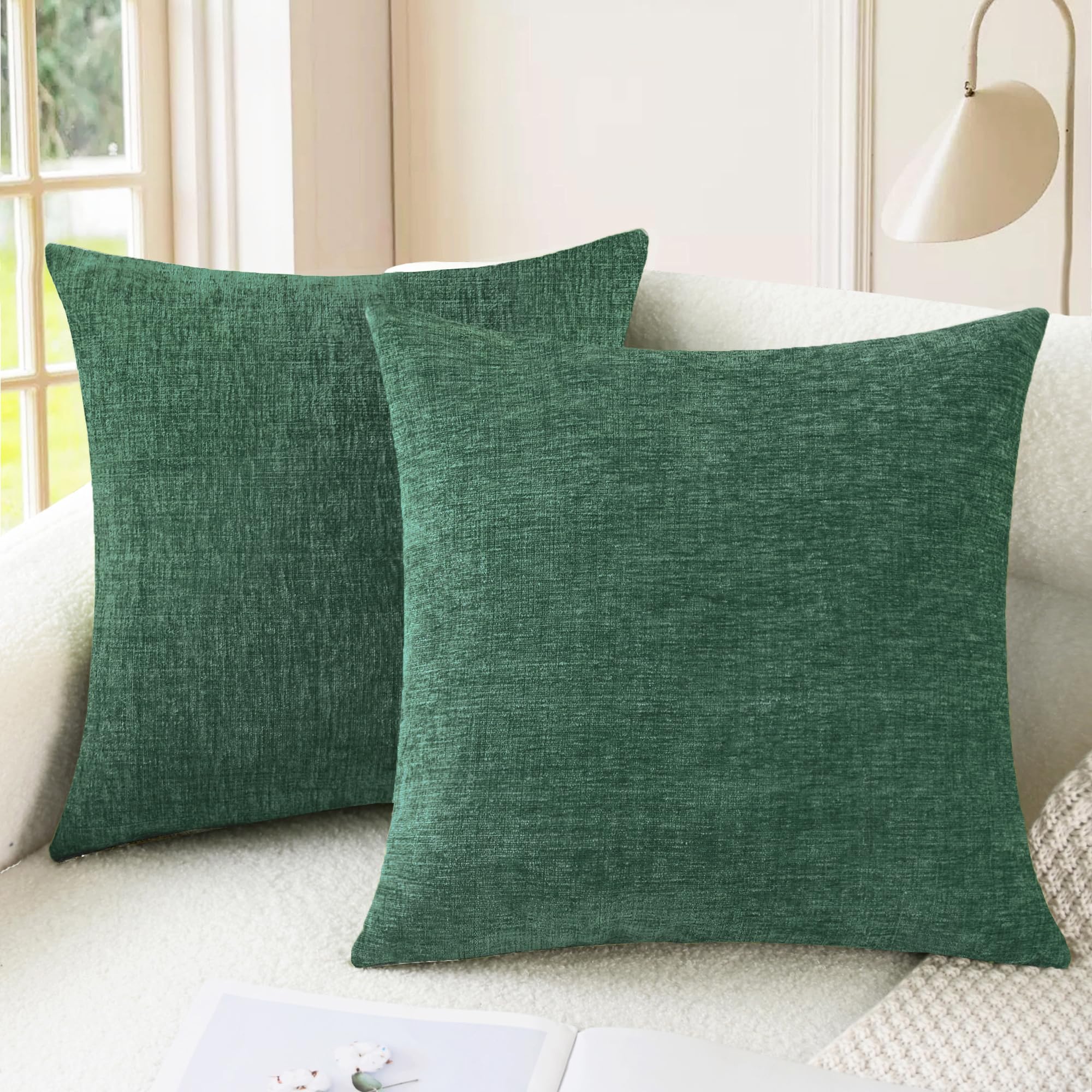 CaliTime Throw Pillow Covers Decorative 20 X 26 Inches Pack of 2 Cozy Chenille Standard Pillow Shams Cases for Couch Sofa Bed Living Room Home Living Coral