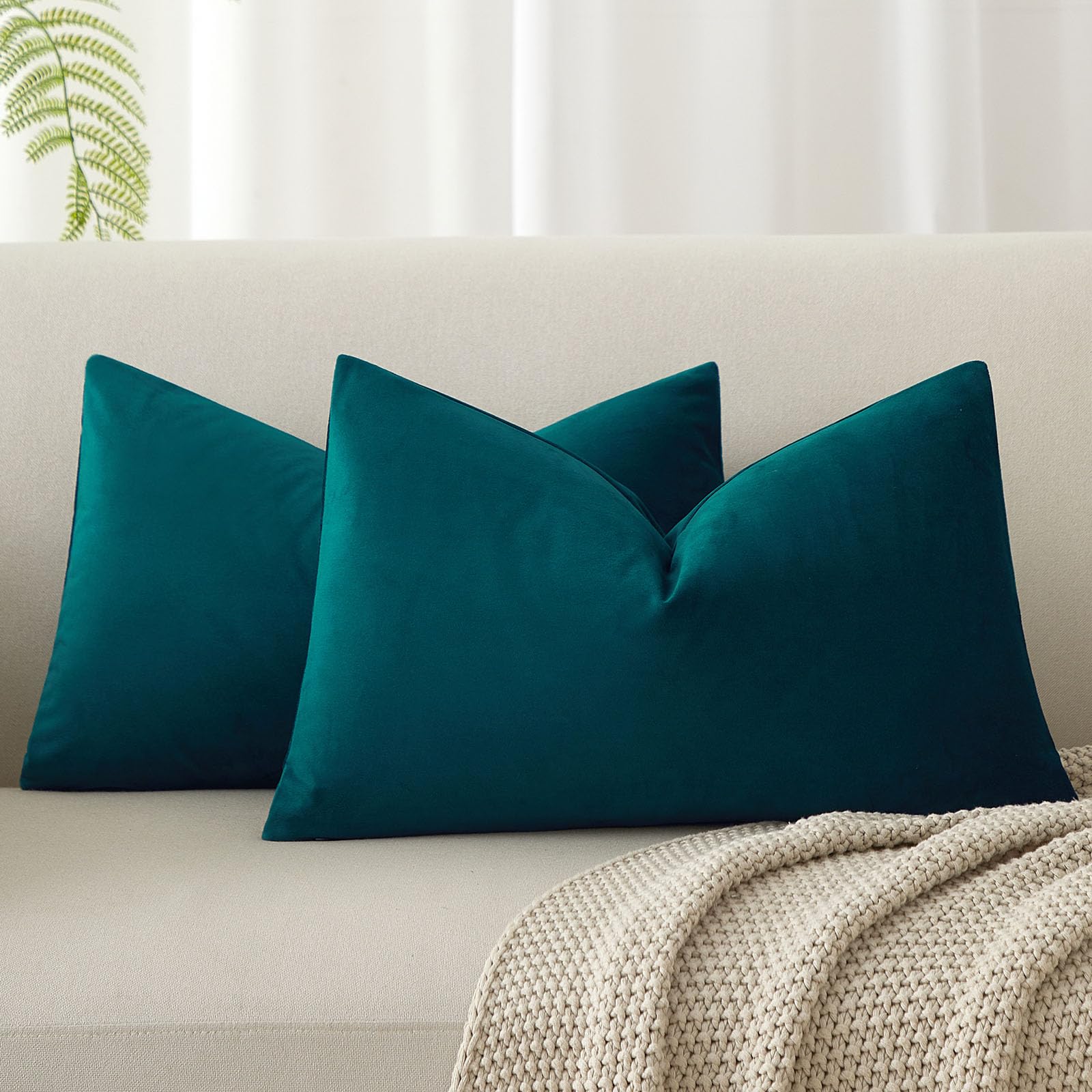 JUSPURBET Decorative Pillow Covers Set of 2 Velvet Throw Pillow Covers for Couch Sofa Bed Soft Cushion Covers Cases with Hidden Zipper for Living Room Home Decor 24x24 inch,Coral