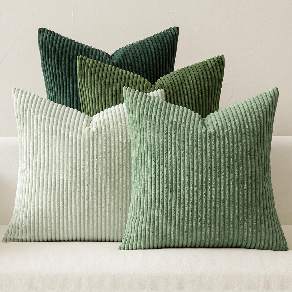 MIULEE Boho Farmhouse Neutral Cream Throw Pillow Covers 18x18 Inch Set of 4 Mordern Nordic Cushion Covers Soft Corduroy Spring Home Decor for Couch Bed Sofa Living Room