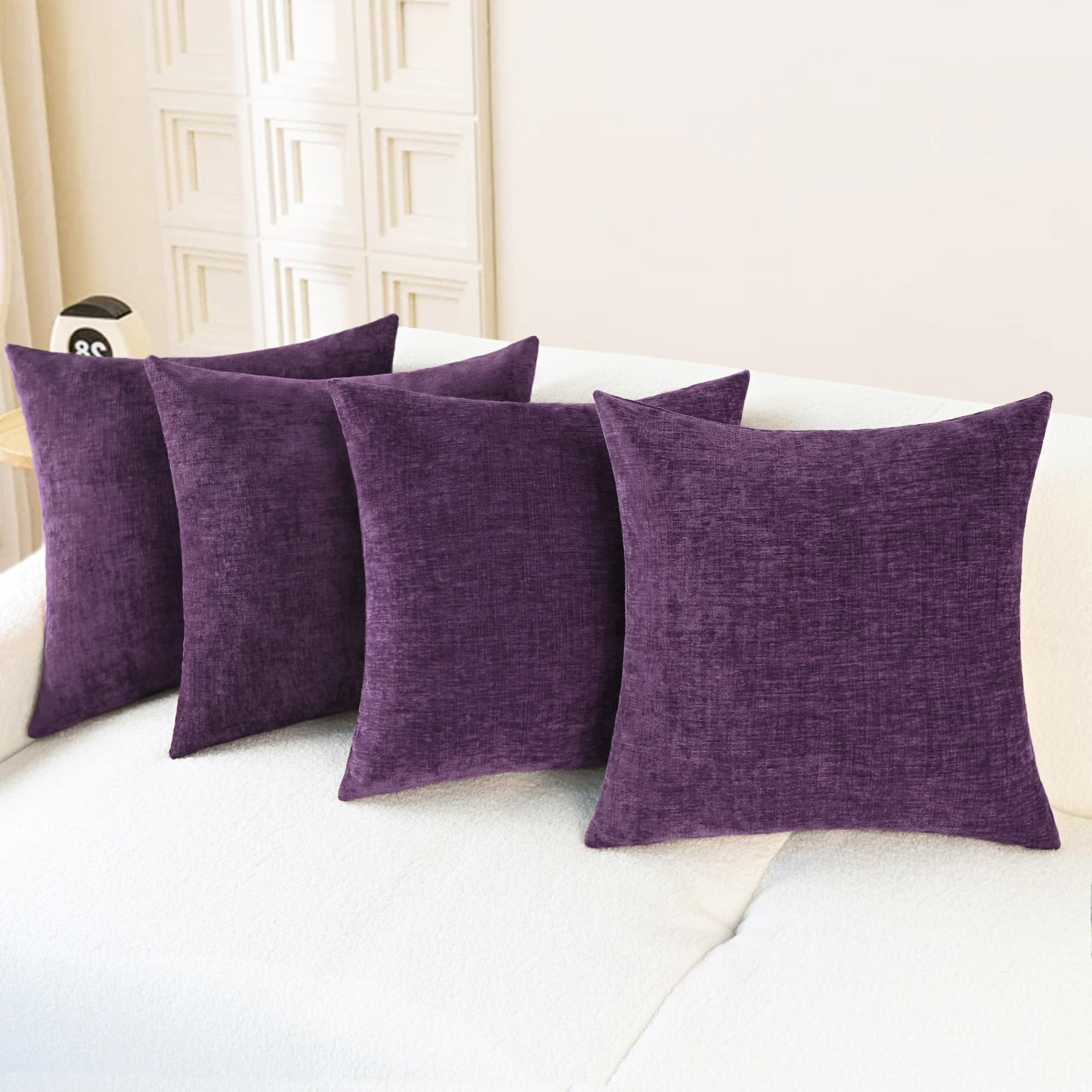 CaliTime Throw Pillow Covers Decorative 20 X 26 Inches Pack of 2 Cozy Chenille Standard Pillow Shams Cases for Couch Sofa Bed Living Room Home Living Coral