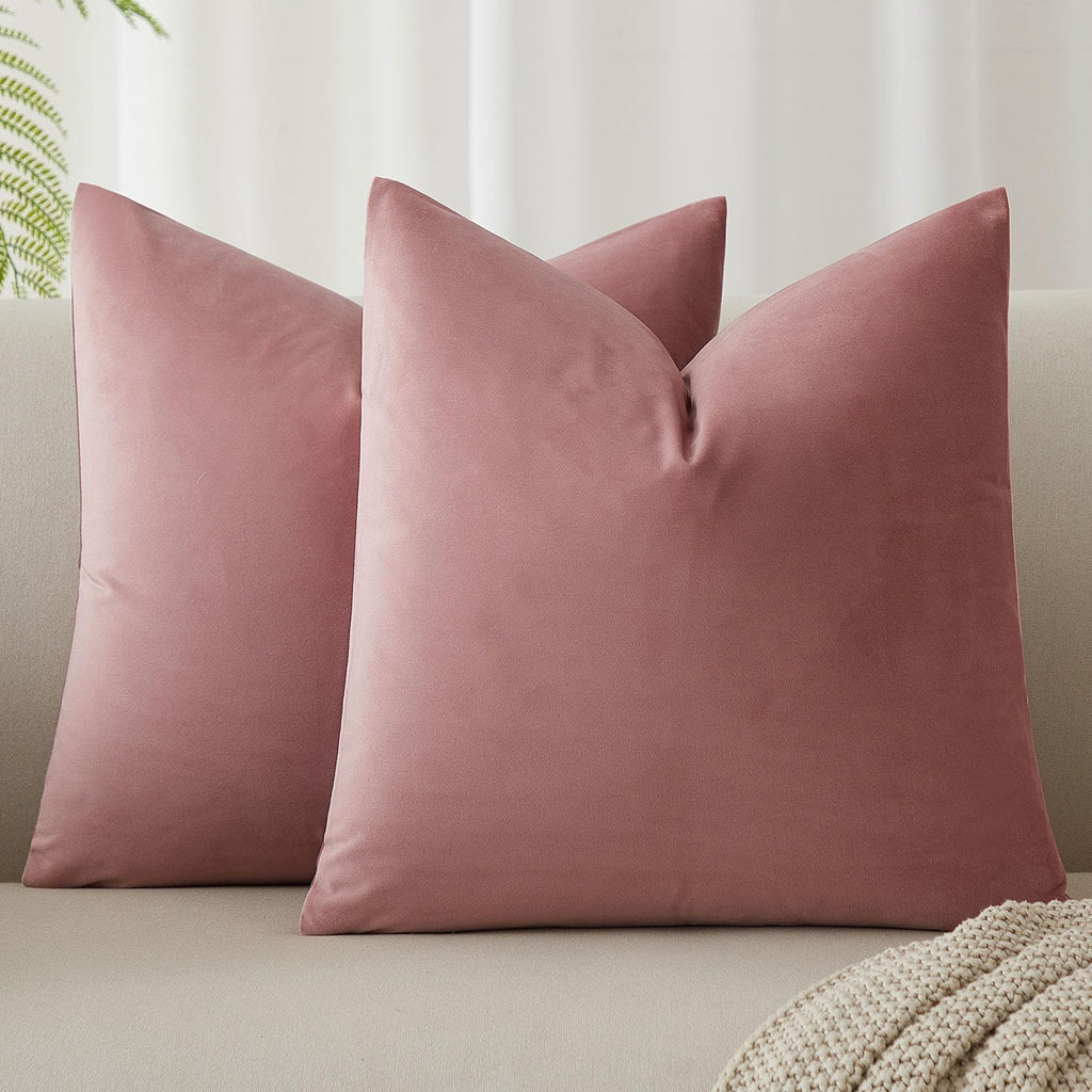 JUSPURBET Decorative Pillow Covers Set of 2 Velvet Throw Pillow Covers for Couch Sofa Bed Soft Cushion Covers Cases with Hidden Zipper for Living Room Home Decor 24x24 inch,Coral