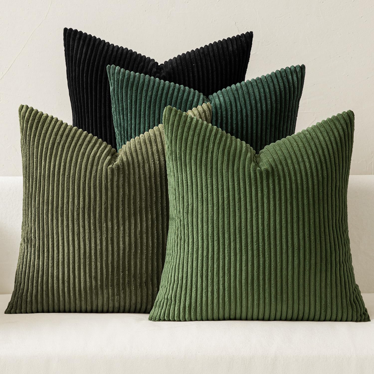 MIULEE Boho Farmhouse Neutral Cream Throw Pillow Covers 18x18 Inch Set of 4 Mordern Nordic Cushion Covers Soft Corduroy Spring Home Decor for Couch Bed Sofa Living Room