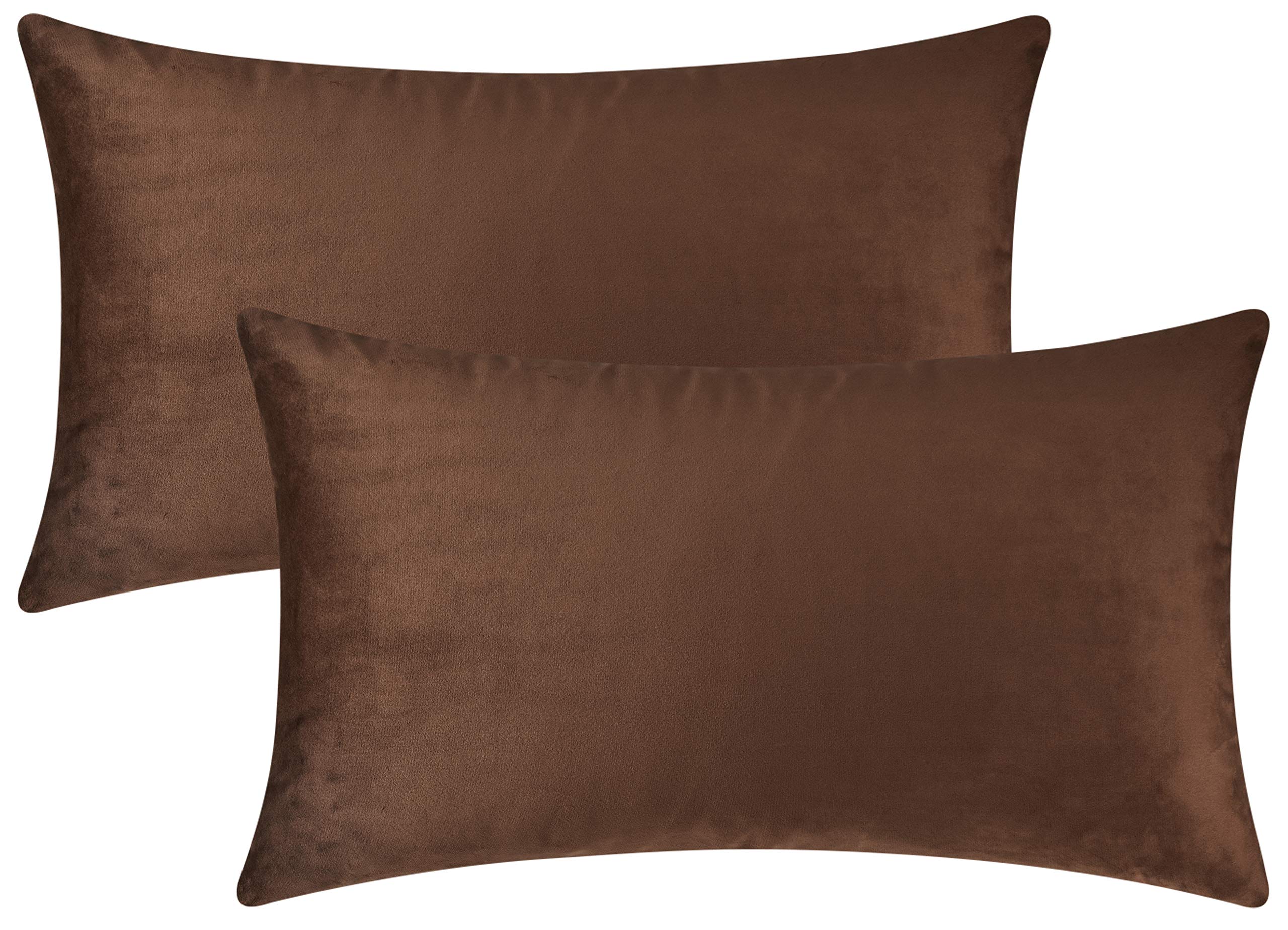 Mixhug Decorative Throw Pillow Covers, Velvet Cushion Covers, Solid Throw Pillow Cases for Couch and Bed, Pale Coral, 26 x 26 Inches, Set of 2
