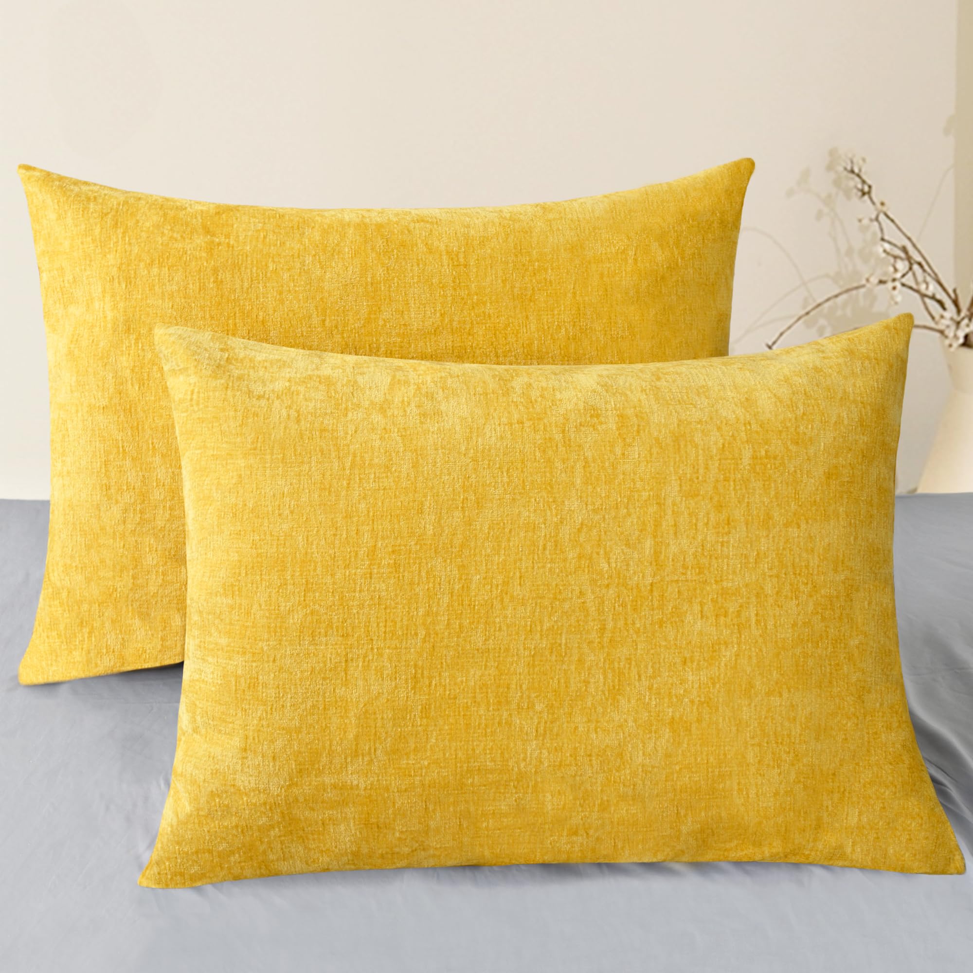CaliTime Throw Pillow Covers Decorative 20 X 26 Inches Pack of 2 Cozy Chenille Standard Pillow Shams Cases for Couch Sofa Bed Living Room Home Living Coral