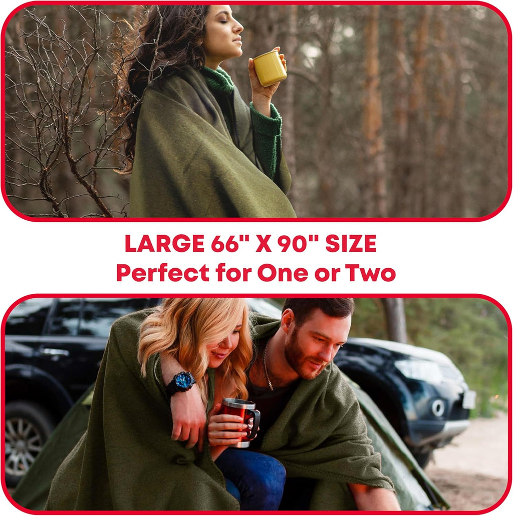 Olive Drab Green Warm Fire Retardant Blanket, 66" x 90" (80% Wool)-US Military Style