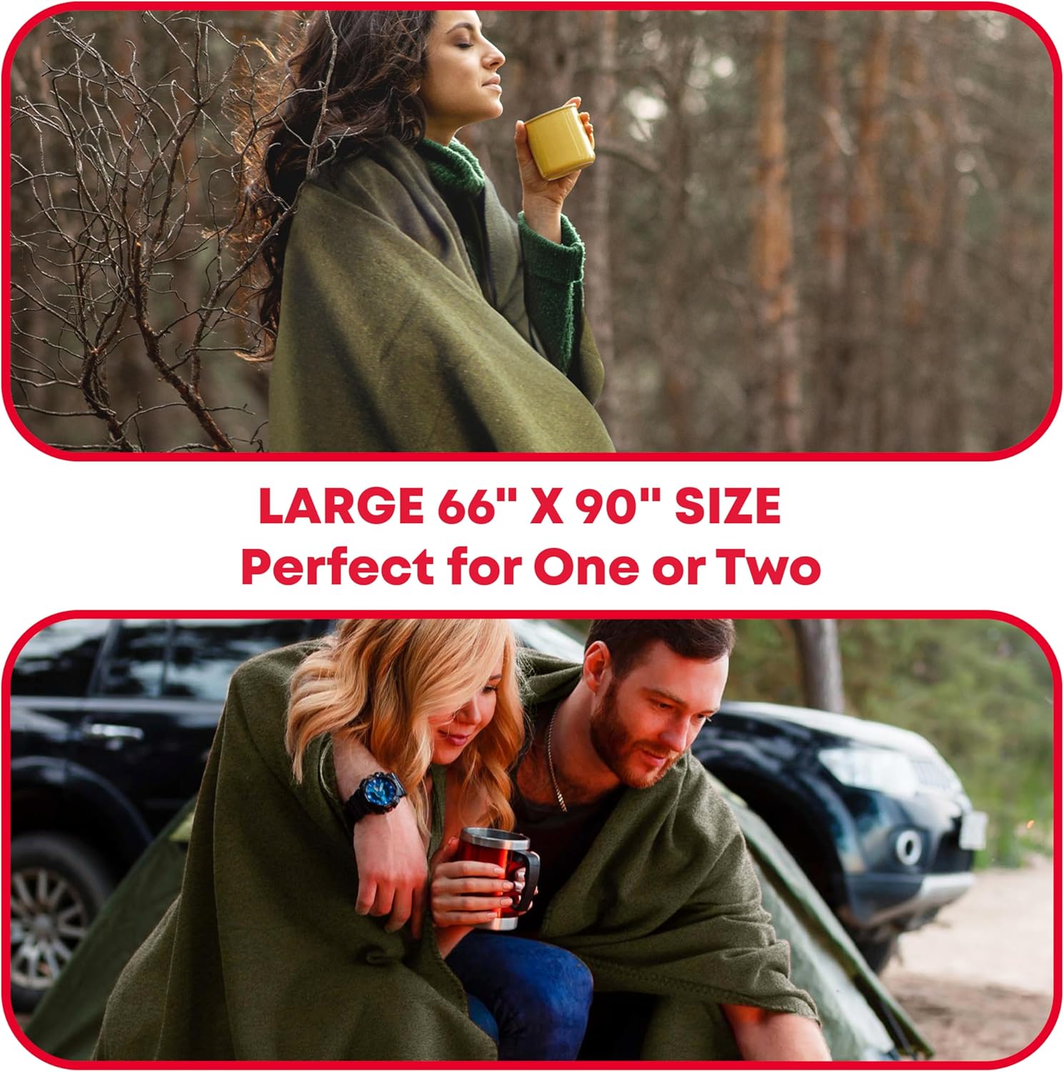 Olive Drab Green Warm Fire Retardant Blanket, 66" x 90" (80% Wool)-US Military Style