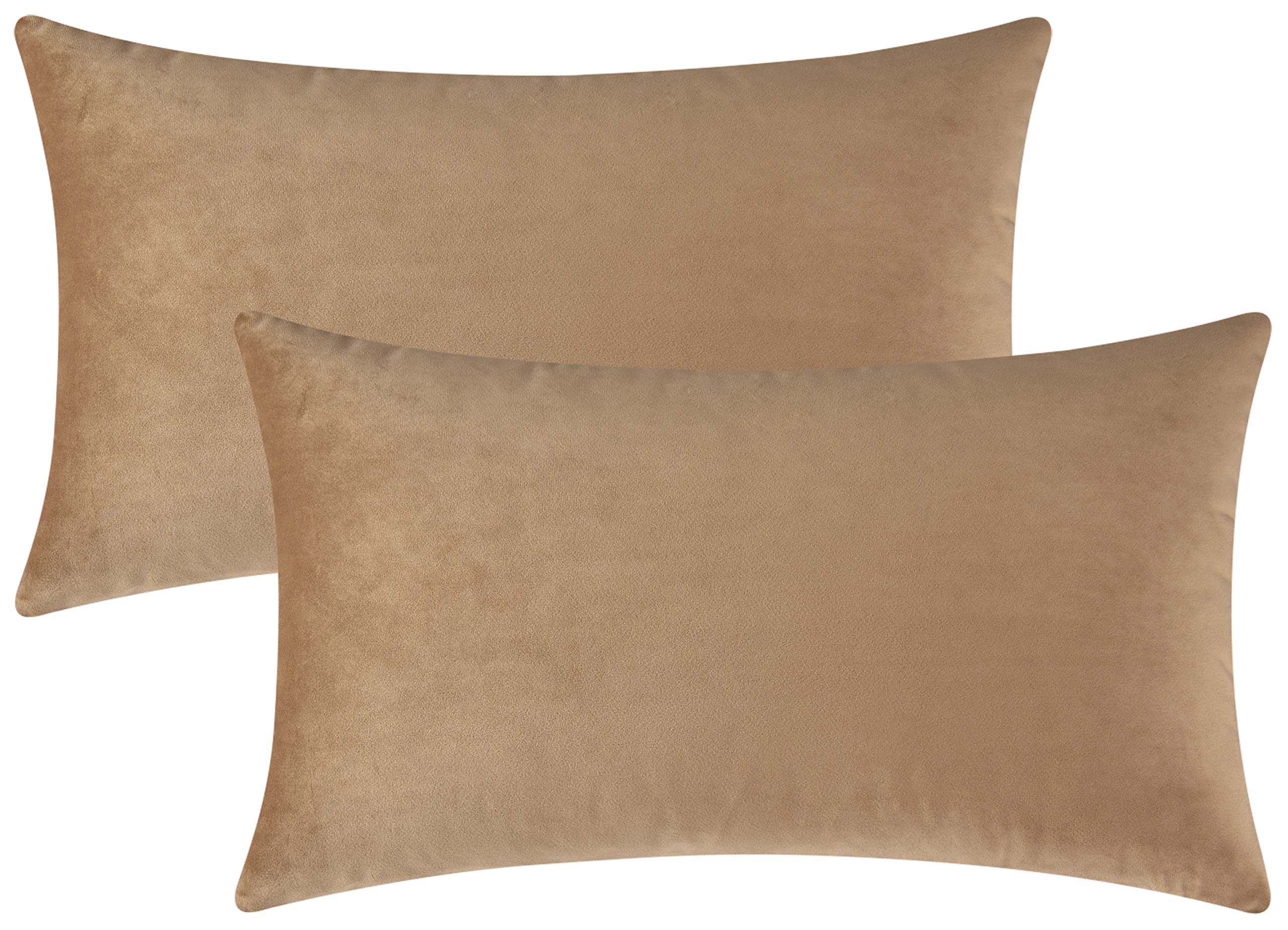 Mixhug Decorative Throw Pillow Covers, Velvet Cushion Covers, Solid Throw Pillow Cases for Couch and Bed, Pale Coral, 26 x 26 Inches, Set of 2