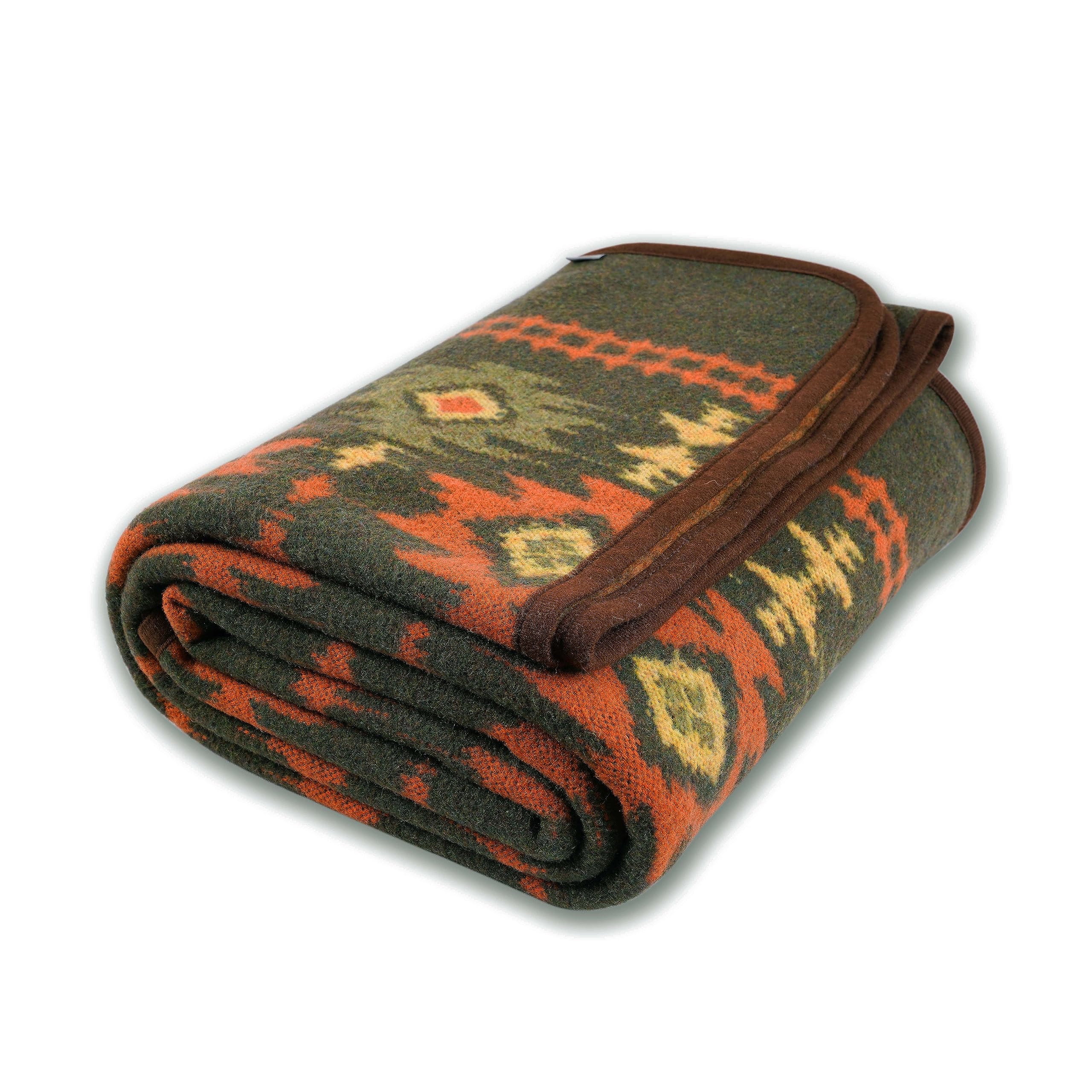ACUSHLA Merino Wool Blanket - Warm Thick Washable Large Bed Couch Outdoor Camping Sleeping Throw Blanket All Seasons, Myers Green 79x63
