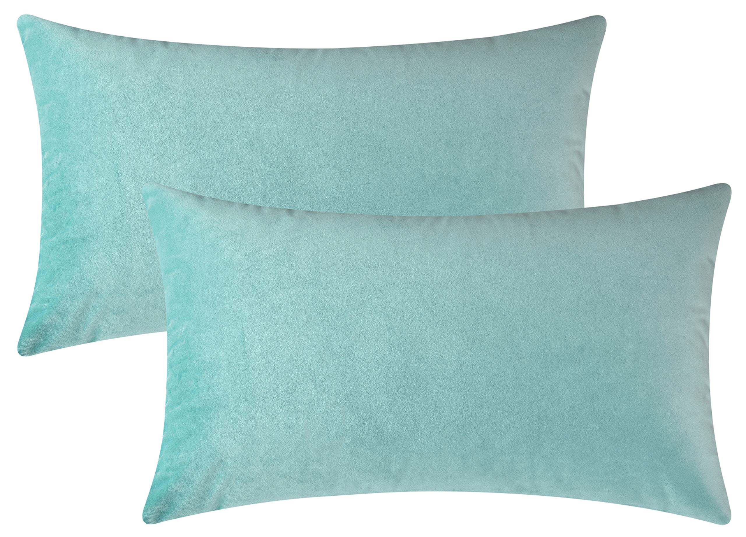 Mixhug Decorative Throw Pillow Covers, Velvet Cushion Covers, Solid Throw Pillow Cases for Couch and Bed, Pale Coral, 26 x 26 Inches, Set of 2