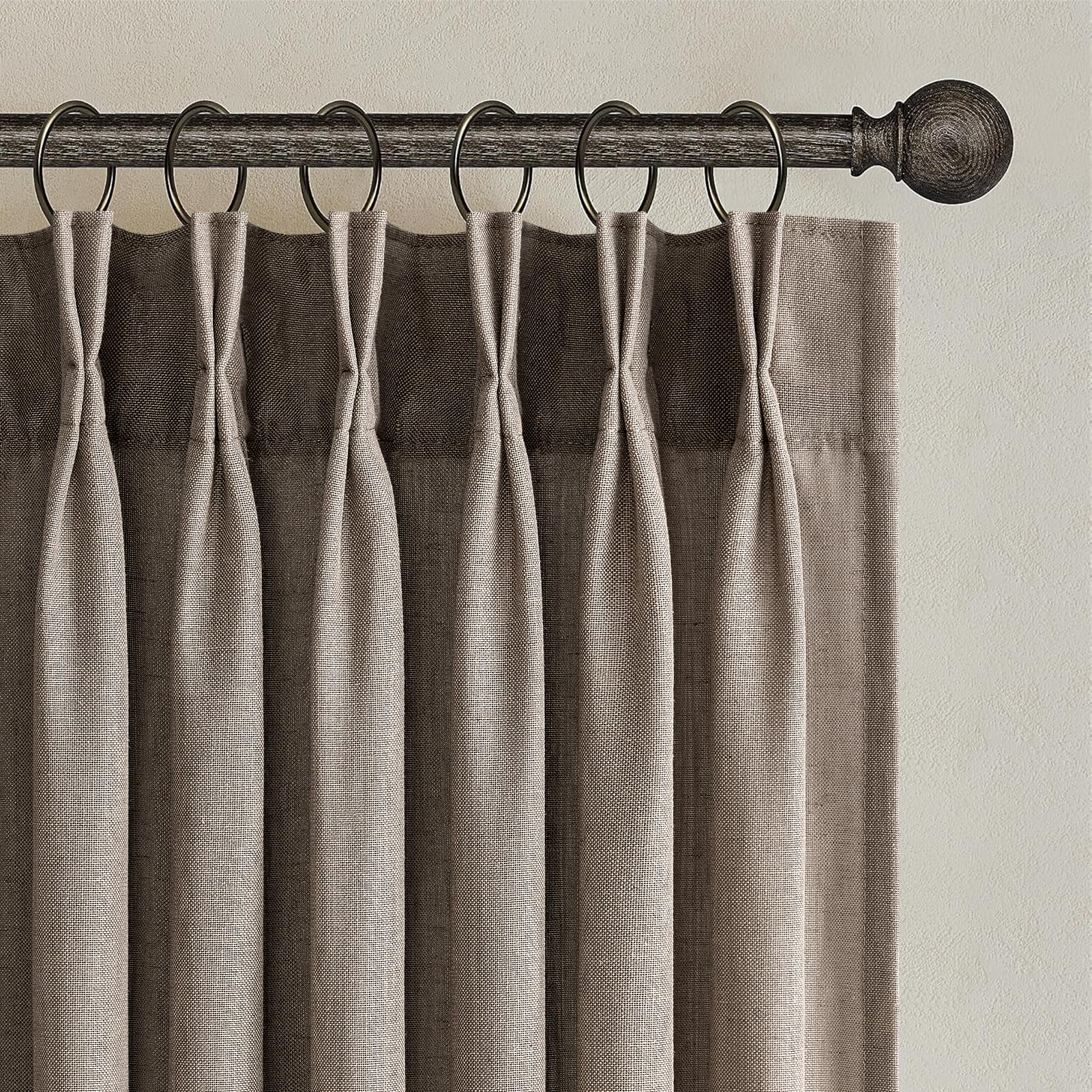 Topfinel Pinch Pleated Curtains 90 Inches Long 2 Panels Set,Natural Cream Semi Sheer Cotton Blend Fabric Aesthetic Advanced Curtain Drapes for Living Room Bedroom,40x90 inch Length