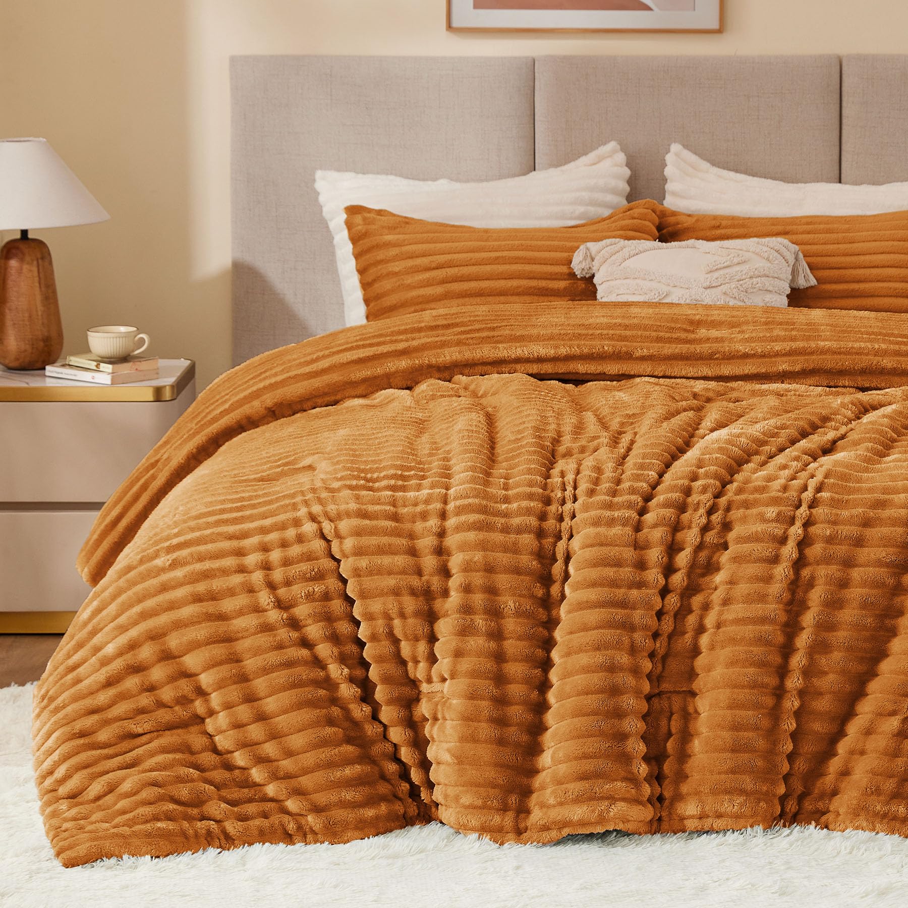 BEDELITE Fleece Twin Comforter Set -Super Soft & Warm Fluffy Coral Bedding, Luxury Fuzzy Heavy Bed Set for Winter with 1 Pillow case