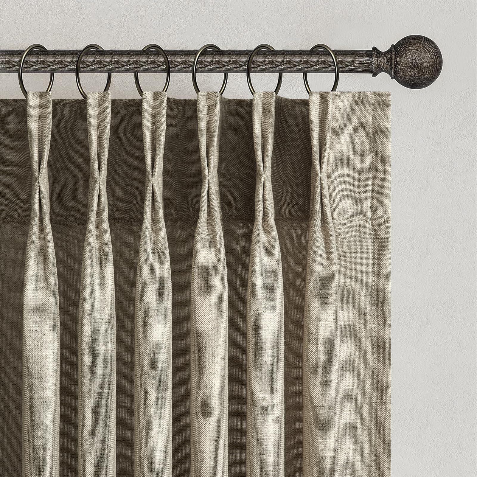 Topfinel Pinch Pleated Curtains 90 Inches Long 2 Panels Set,Natural Cream Semi Sheer Cotton Blend Fabric Aesthetic Advanced Curtain Drapes for Living Room Bedroom,40x90 inch Length
