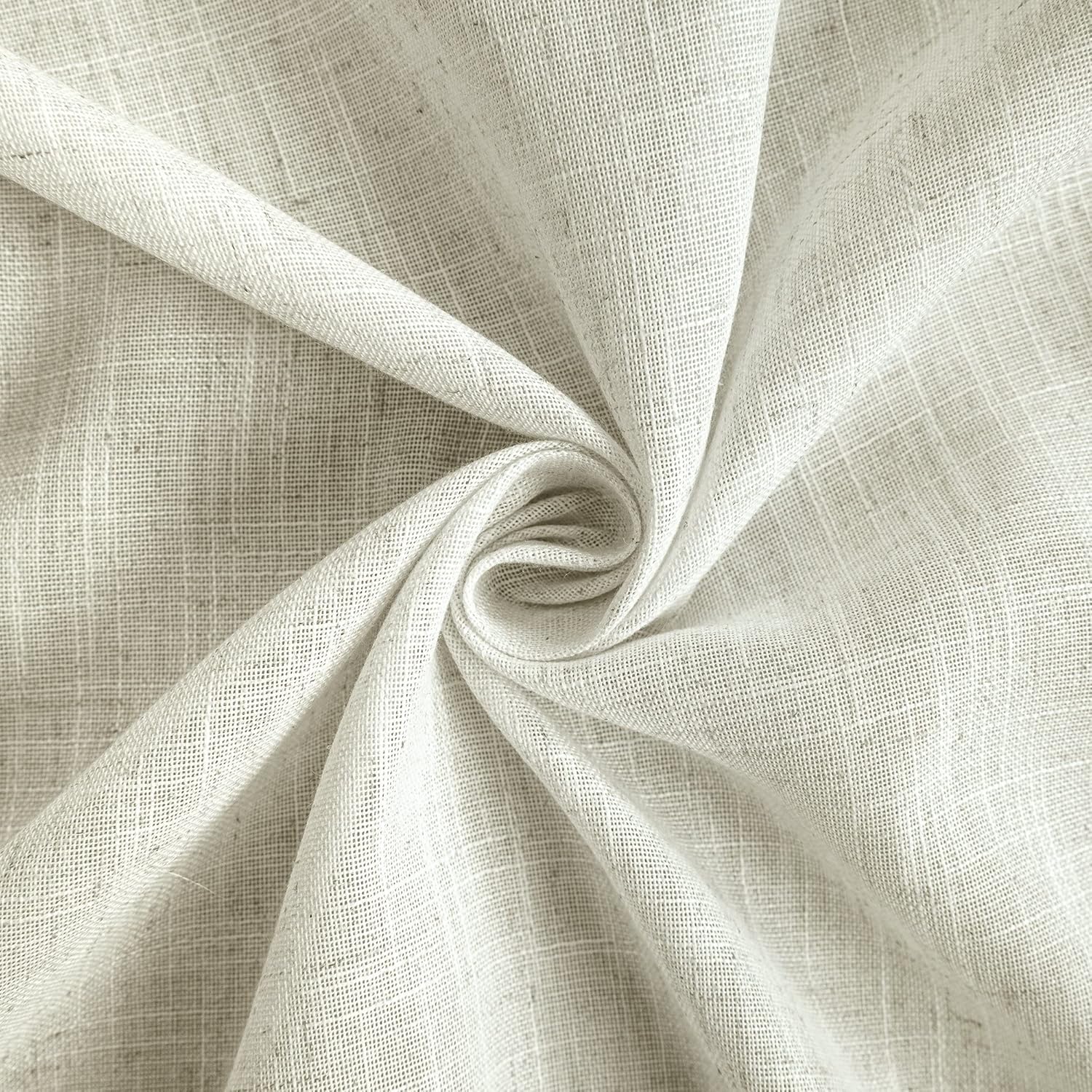 KOUFALL Farmhouse Linen Curtains, Cream Beige Semi Sheer Light Filtering Curtain, Boho Tab Top Neutral Country Curtains for Living Room, Bedroom, Nursery, 84 Inch Length, 2 Panels Set