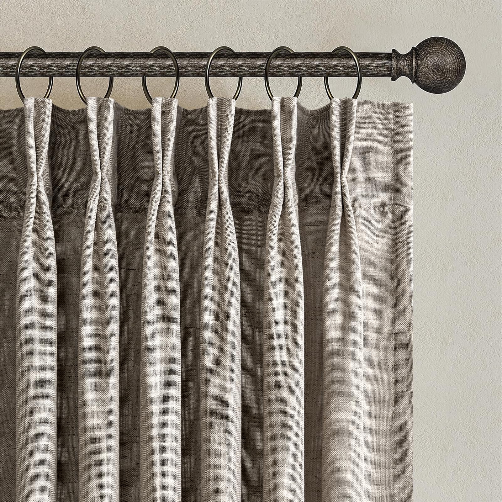 Topfinel Pinch Pleated Curtains 90 Inches Long 2 Panels Set,Natural Cream Semi Sheer Cotton Blend Fabric Aesthetic Advanced Curtain Drapes for Living Room Bedroom,40x90 inch Length