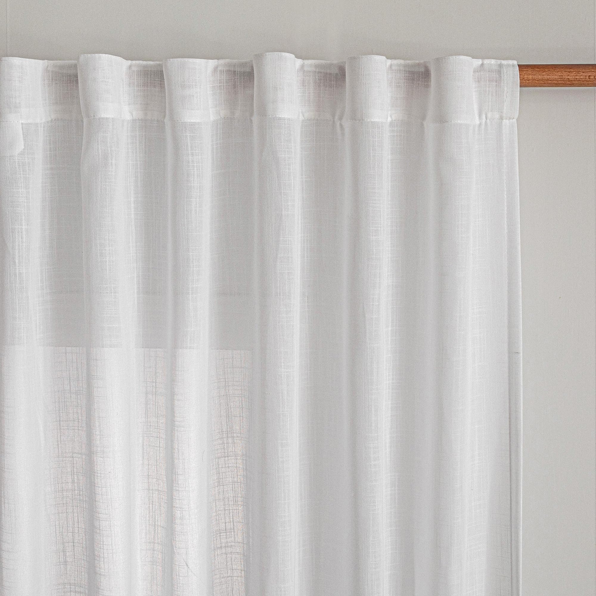 MYSKY HOME Cotton Curtains for Living Room Farmhouse Semi Sheer Light Filtering for Windows, Linen Look Texture Soft Modern Decor Country Style, 50" x 84", Light Oatmeal, 2 Panels