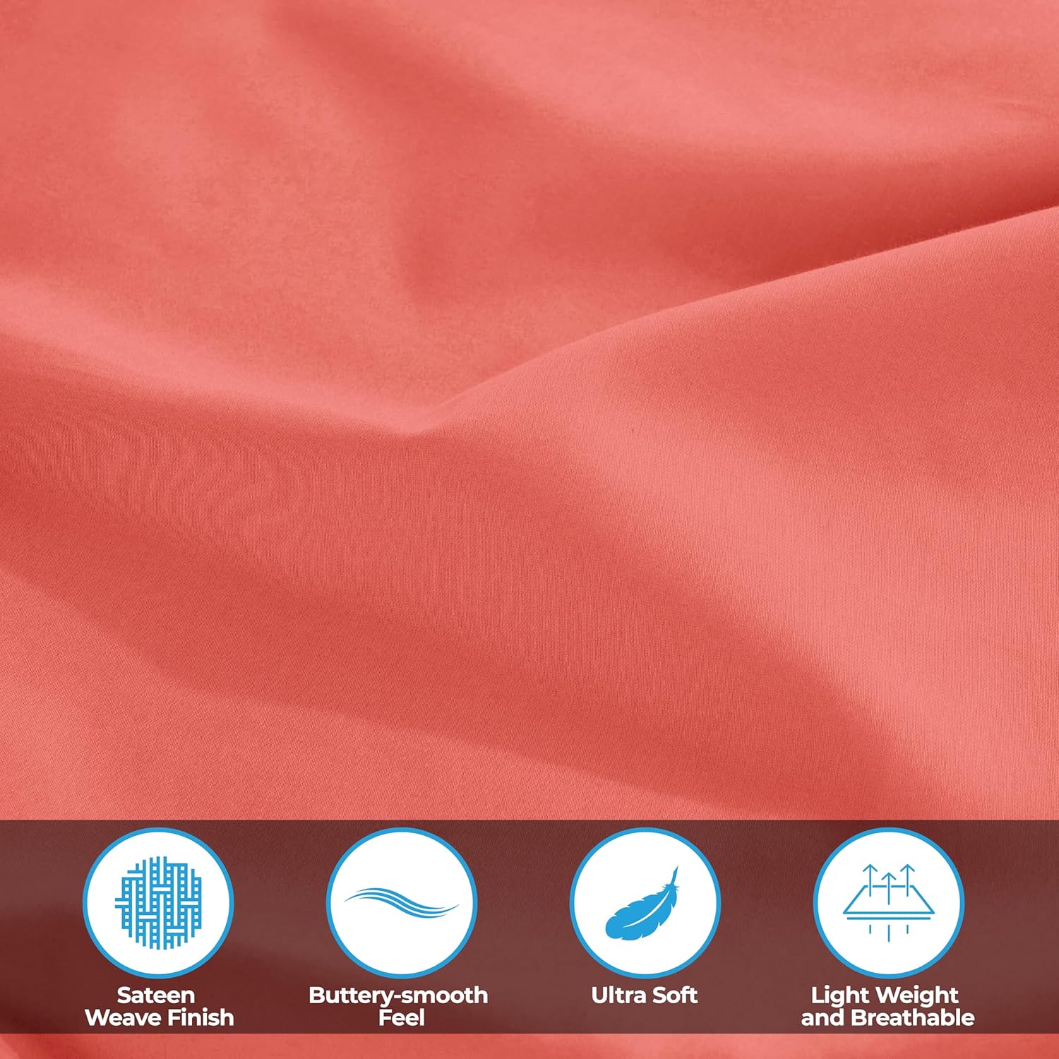 Superior Egyptian Cotton 300 Thread Count Pillowcases, Pillow Cases, Modern, Solid Classic Pillow Case Cover, Ultra-Soft Comfort Basics, Bedding Essentials, Bed Accents, Set of 2, Standard, Coral