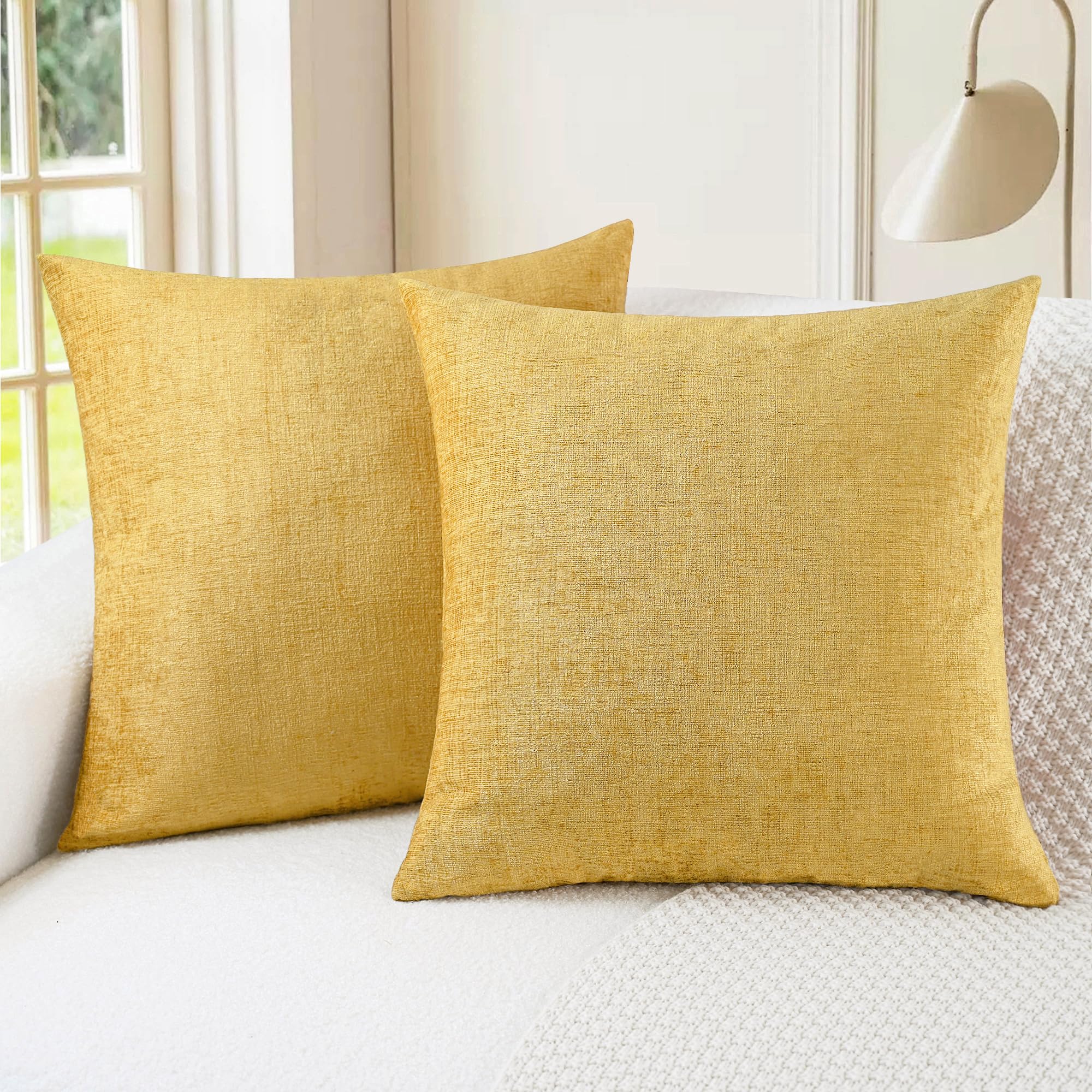 CaliTime Throw Pillow Covers Decorative 20 X 26 Inches Pack of 2 Cozy Chenille Standard Pillow Shams Cases for Couch Sofa Bed Living Room Home Living Coral