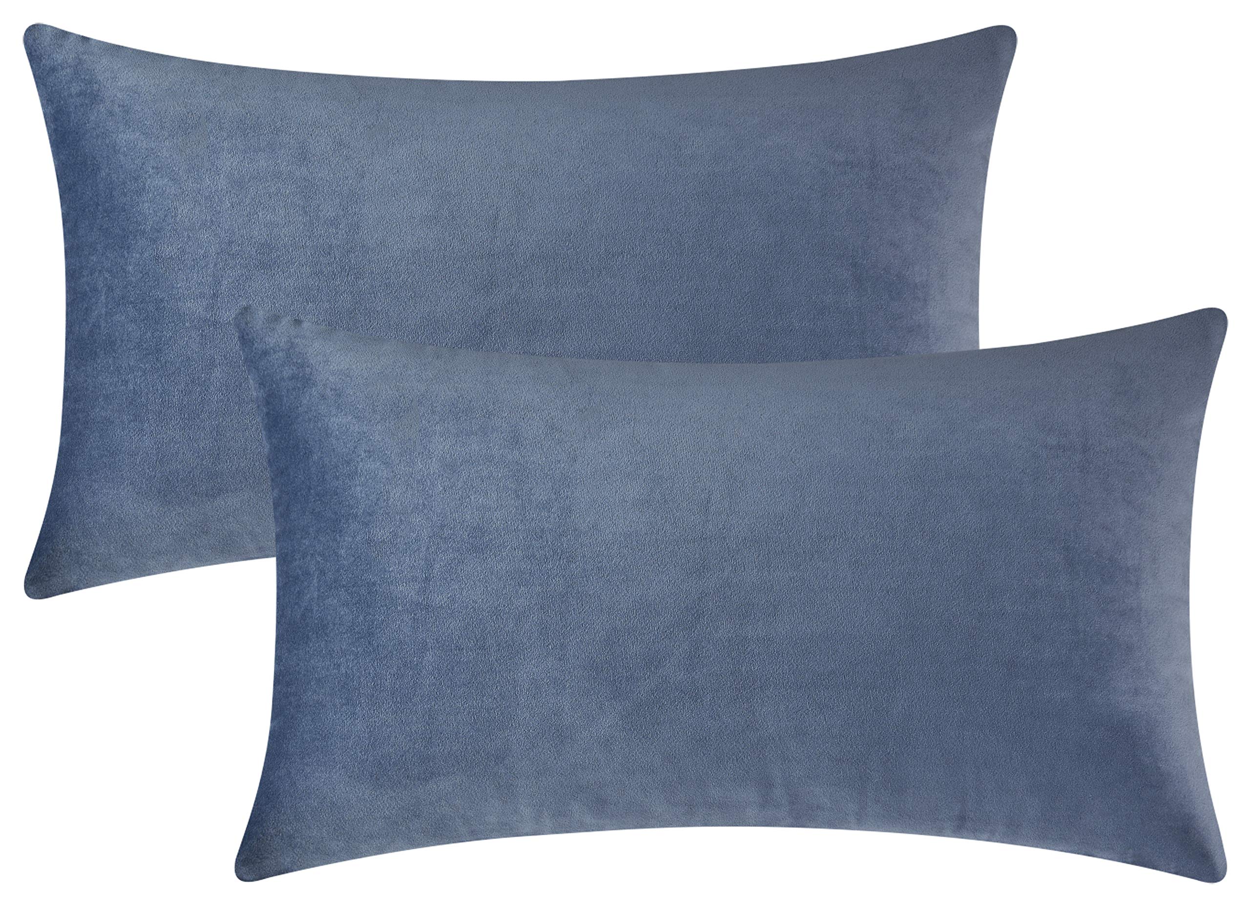 Mixhug Decorative Throw Pillow Covers, Velvet Cushion Covers, Solid Throw Pillow Cases for Couch and Bed, Pale Coral, 26 x 26 Inches, Set of 2