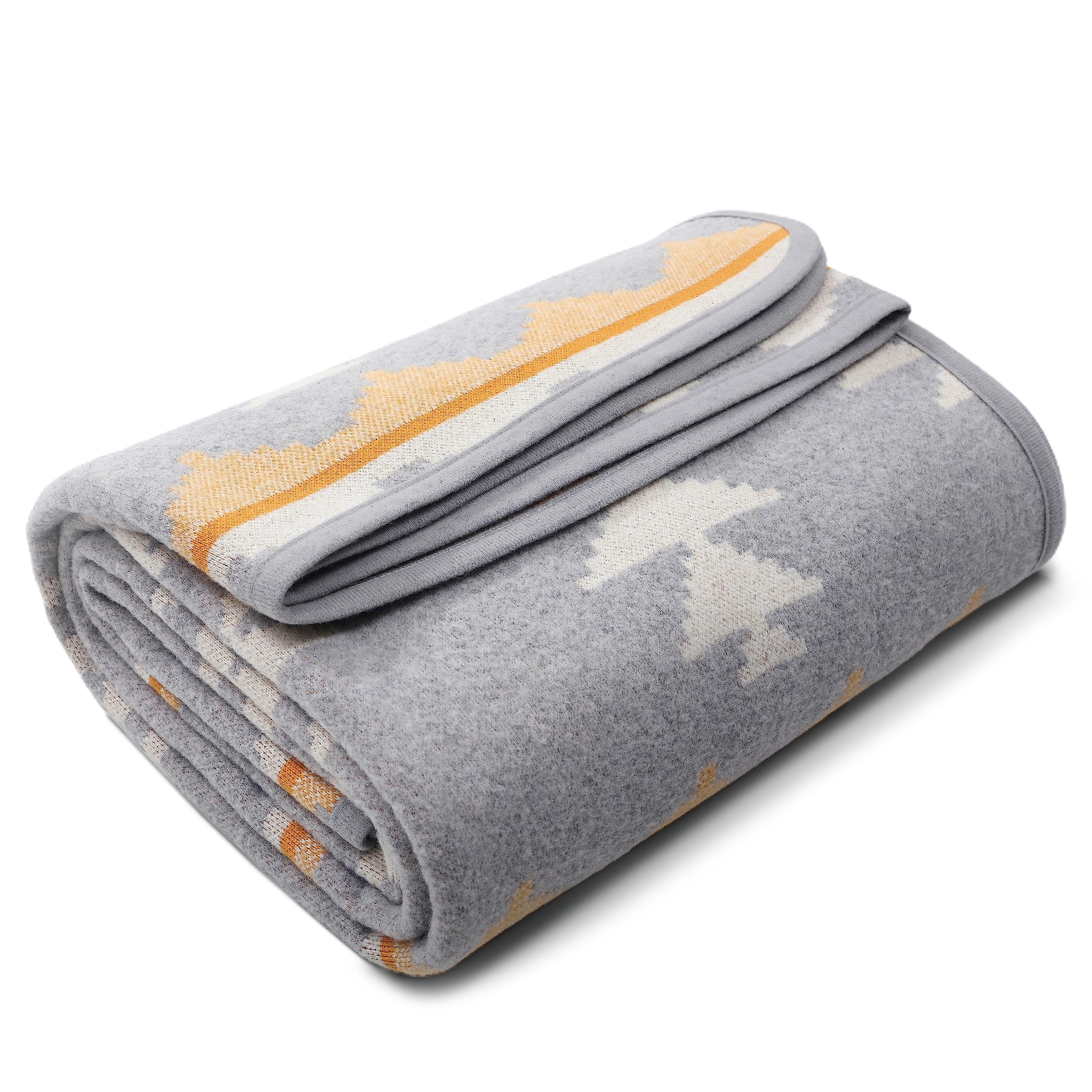 ACUSHLA Merino Wool Blanket - Warm Thick Washable Large Bed Couch Outdoor Camping Sleeping Throw Blanket All Seasons, Myers Green 79x63