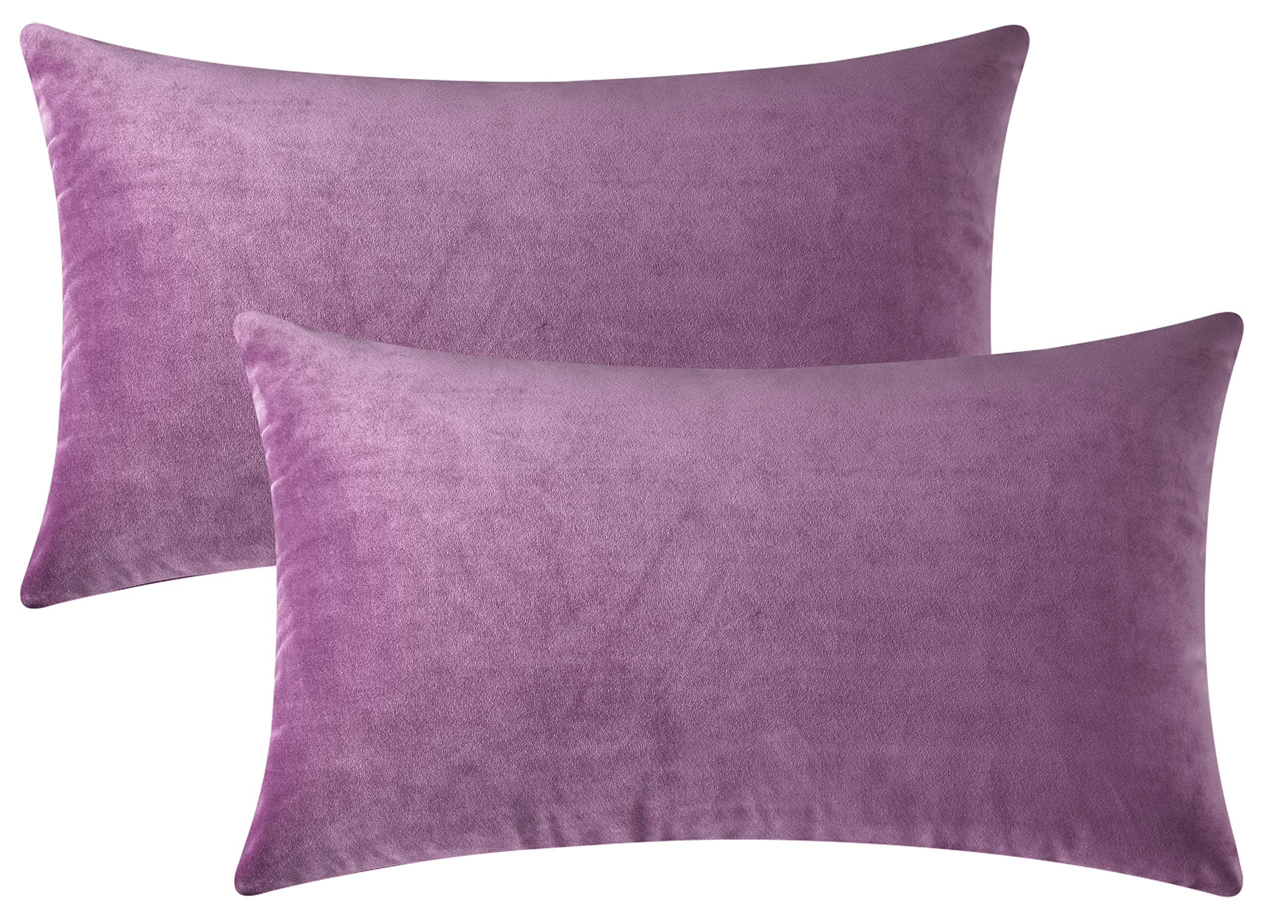Mixhug Decorative Throw Pillow Covers, Velvet Cushion Covers, Solid Throw Pillow Cases for Couch and Bed, Pale Coral, 26 x 26 Inches, Set of 2