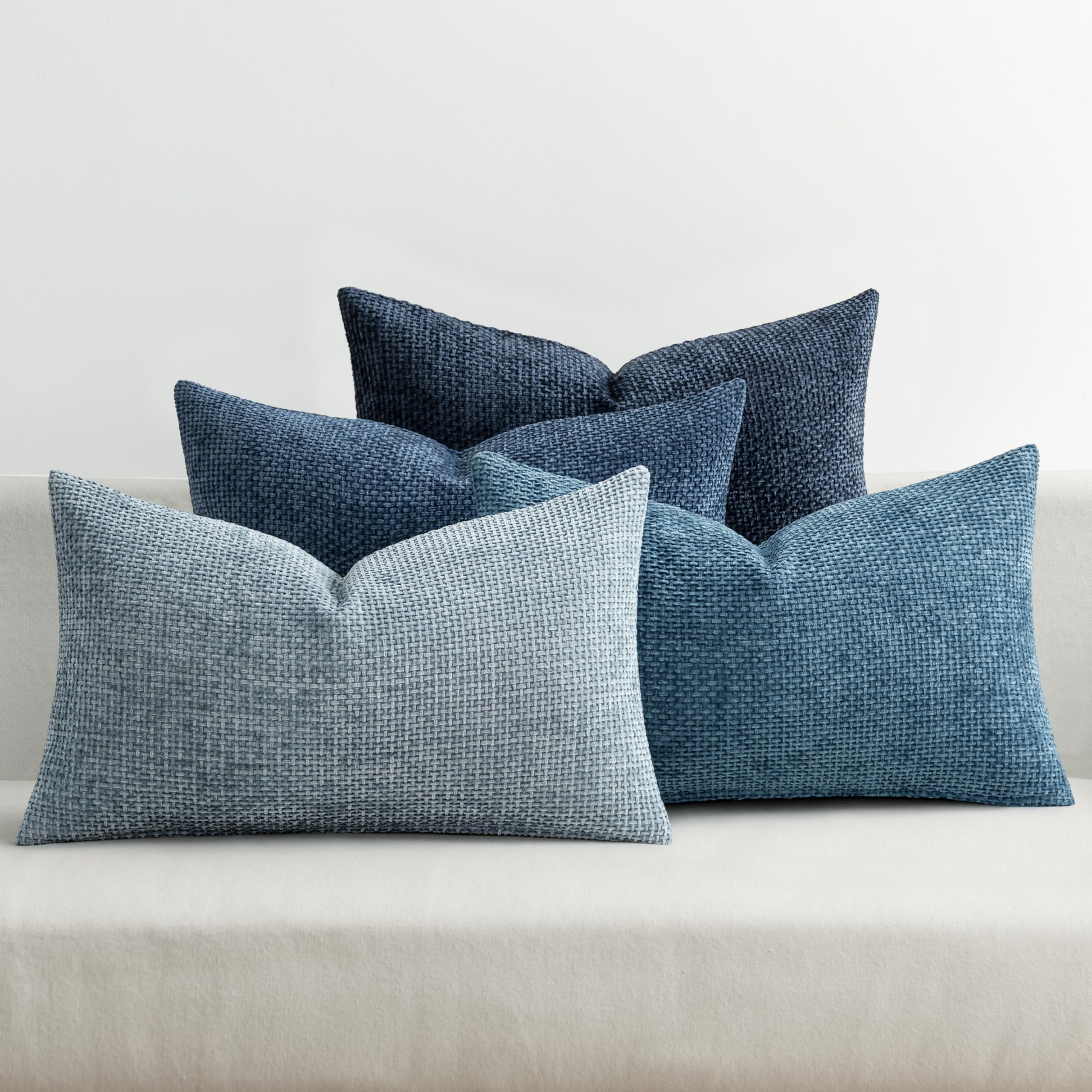 MIULEE Pack of 4 Couch Throw Pillow Covers 18x18 Inch Cream Soft Decorative Chenille Pillow Covers Farmhouse Accent Cushion Covers for Boho Spring Home Decor Sofa Bedroom Living Room