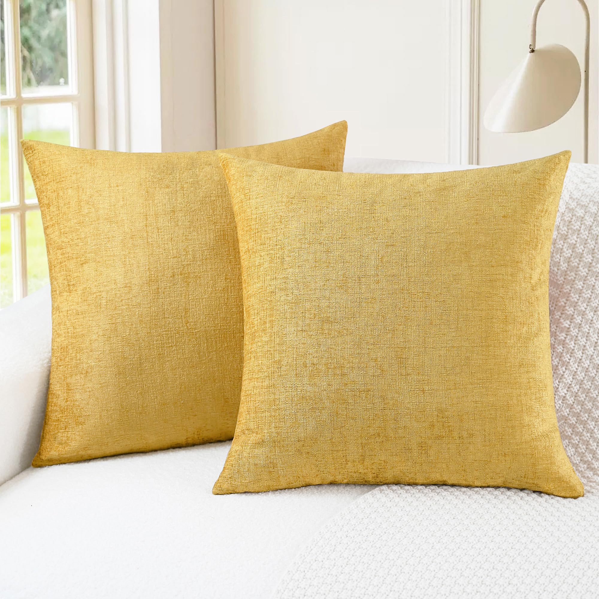 CaliTime Throw Pillow Covers Decorative 20 X 26 Inches Pack of 2 Cozy Chenille Standard Pillow Shams Cases for Couch Sofa Bed Living Room Home Living Coral