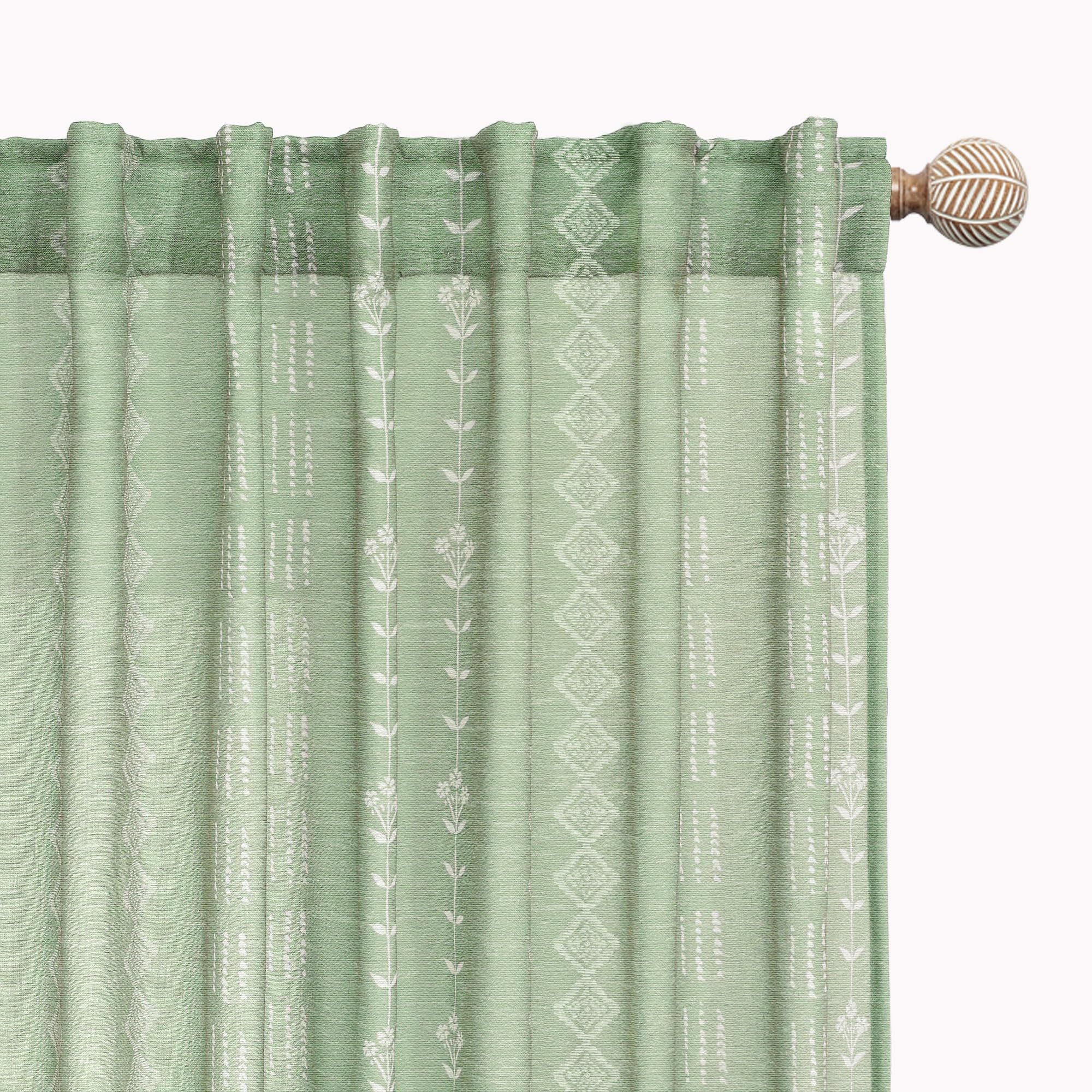 Neutral Farmhouse Curtains for Living Room 84 Inches Long,Taupe Cream Boho Light Filtering Sheer Patterned Modern Beautiful Linen Curtains with Floral Pattern Design Dining Room 84 Length 2 Panels Set
