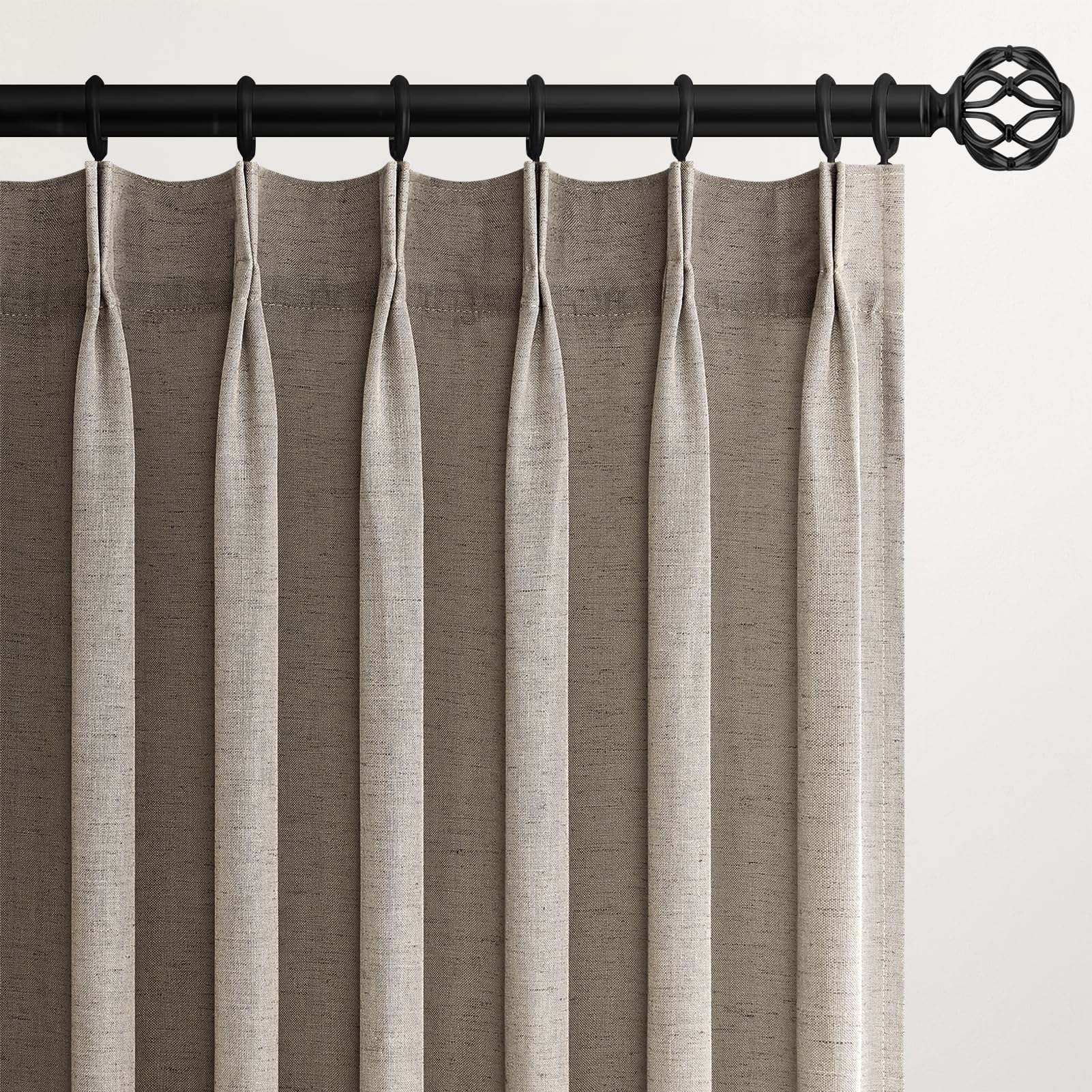 Topfinel Pinch Pleated Curtains 90 Inches Long 2 Panels Set,Natural Cream Semi Sheer Cotton Blend Fabric Aesthetic Advanced Curtain Drapes for Living Room Bedroom,40x90 inch Length