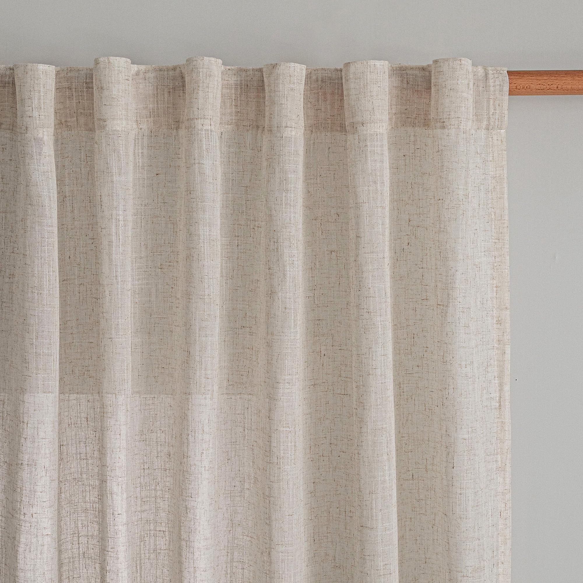MYSKY HOME Cotton Curtains for Living Room Farmhouse Semi Sheer Light Filtering for Windows, Linen Look Texture Soft Modern Decor Country Style, 50" x 84", Light Oatmeal, 2 Panels
