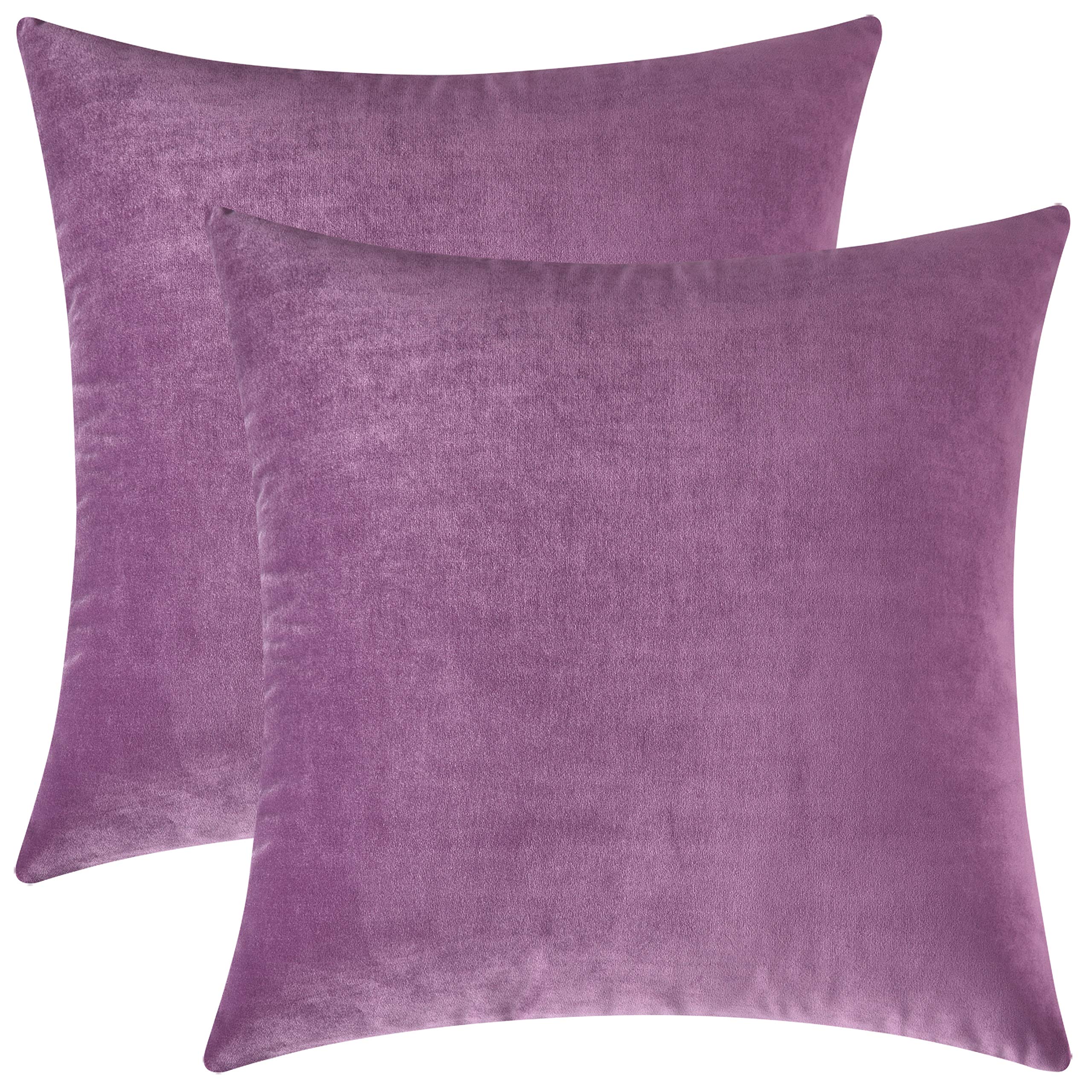 Mixhug Decorative Throw Pillow Covers, Velvet Cushion Covers, Solid Throw Pillow Cases for Couch and Bed, Pale Coral, 26 x 26 Inches, Set of 2